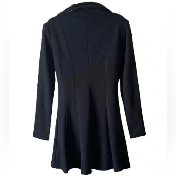 FRANK LYMAN | Black Peplum High-Low Ruffled Leather Trim Neckline Jacket Size 2 - Picture 3 of 7